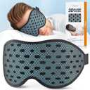 LitBear Breathable Sleep Mask, 3D Eye Mak Sleep for Side Sleepers Women Men, Light Blocking Sleeping Mask with Adjustable Strap, Soft Lightweight Eye Cover for Travel, Night Work, Nap -Ice Blue