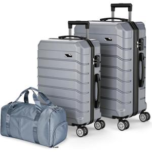 Luggage Sets 3 Piece, Hardside Carry On Suitcase with Spinner Wheels, Lightweight Durable Luggage for Travel | TSA Lock, Expandable Suitcase Set for Men and Women20/26in (Grey)