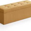 SONGMICS Mazie Collection - Storage Ottoman Bench, 43 Inches Folding Foot Rest Stool, End of Bed Bench, Easy Assembly, for Living Room, Bedroom, Entryway, Ginger ULSF077K04