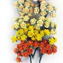 100 pcs Tiny Artificial Roses Mixed Orange Yellow Shade Five Color Mulberry Paper Flower 15-18 mm Flower Wedding Scrapbooking
