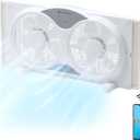 Comfort Zone Window Fan for Bedroom, 9 inch 3 Speed Dual Fans with Auto-Locking Expanders, 3 Modes (Cool, Circulate, Exhaust), Wi-Fi App Control, Fabric Cover plus Bug Screen, White