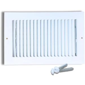 6x12 Inch (Duct Opening) White Air Vent Cover for Wall & Ceiling, One-Way Louvered Register, Solid Steel HVAC Cover Set of Two