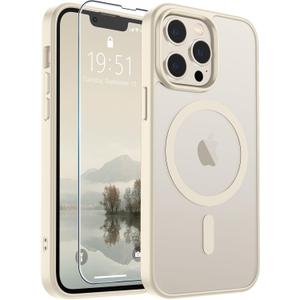 SUPFINE Magnetic for iPhone 13 Pro Case (Compatible with MagSafe) (Military Grade Drop Protection) Slim Translucent Matte Shockproof with Anti-Fingerprint Phone Case,Antique White