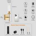 Wall Sconces,Gold Battery Operated Wall Sconce Dimmable Touch 3000K/6000K 2 Color Bulbs 8000mAh Fast Chargin Endurance 100 Hours with Remote Control Wireless Wall Lights for Bedroom Living Room