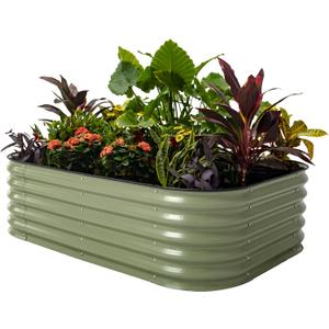 Vego garden Raised Garden Bed Kits, 17" Tall 6 in 1 Modular Metal Raised Planter Bed for Vegetables Flowers Patio Ground Planter Box-Olive Green Vego garden Raised Garden Bed Kits, 17" Tall 6 in 1 Modular Metal Raised Planter Bed for Vegetables Flowers Patio Ground Planter Box-Olive Green