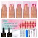 Misssix French Tip Press On Nails, 150Pcs French Gel Nail Tips, Short Square Soft Gel Fake Nails, X-BASIC Tips Starter Kit for Nail Art DIY 15 Sizes