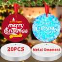 Zhengmy 20 Pcs 3" Metal Sublimation Ornament Blanks Bulk Sublimation Christmas Ornament Blanks Double Sided Round for Christmas Tree Decor DIY Crafts