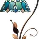 Tiffany Lamp Stained Glass lamp 8X10X20 Small Bedside Table Lamps for Living Room Bedroom Dorm Kitchen Home Decor Festival Birthday Gift,Sea Blue