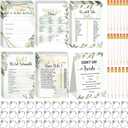 Estune 331 Pcs Bridal Shower Games Supplies, 5 Sets 250 Pcs Wedding Cards 1 Put a Ring on It Bridal Shower Games with 60 Rings and 20 Pencils(Green Leaves)