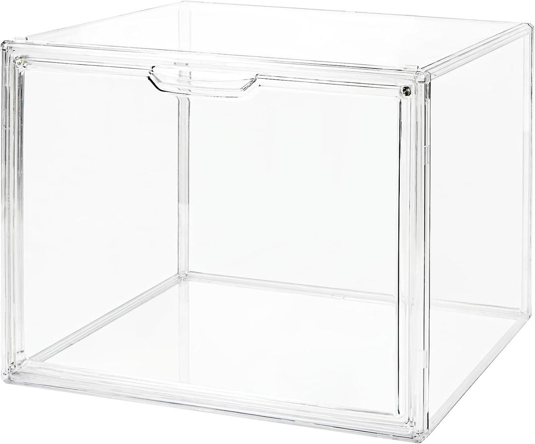 Clear Acrylic Display Case with Magnetic Lid-Dustproof Plastic Book Storage Box,Clear Box,Purse Storage Organizer,Action Figure Display Case,Acrylic Sneaker Shoe Box(1 Pack)