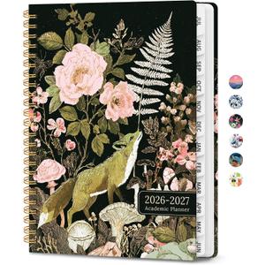 Planner 2026-2027, Academic Year Monthly & Weekly Planner Caledndar, July 2026 - June 2027, Hardcover Large Planning Agenda Book with Tabs for School Office Supplies, 8.5" x 11" - Wildwood Fox