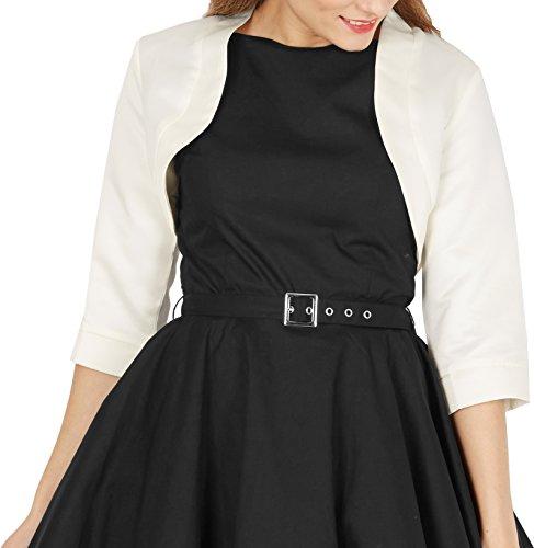 BlackButterfly Satin Bolero Shrug - Half Sleeve (Ivory, X-Large)