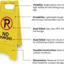 Yellow No Parking Sign, Two-Sided Folding Floor Sign, 24x12 Inches, Plastic, Functional Visibility
