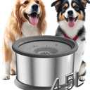 4.5L Dog Water Bowl No Spill 1.2 Gallon Stainless Steel Water Bowl for Dogs 150oz No Mess Slow Water Feeder with Anti-Slip Mat for Messy Drinkers 4.5L+2 Filters