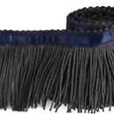 BEL AVENIR Tassel Fringe Trim 6.8 Yard x 2 Inches Sewing Fringe Trim with Blue Ribbon DIY Decoration for Clothes and Home Accessories (Black, 6.8 Yard x 2 Inches)