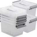 3 Quarts Plastic Storage Container Bin with Latching Lid, Clear Storage Latch Box/Bins, 6 Pack