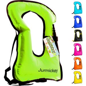 Inflatable Snorkel Vest Adults, Portable Snorkel Jacket, Buoyancy Vest for Snorkeling, Swimming, Kayaking, Boating, Safety Load Up to 220 Ibs (Green)
