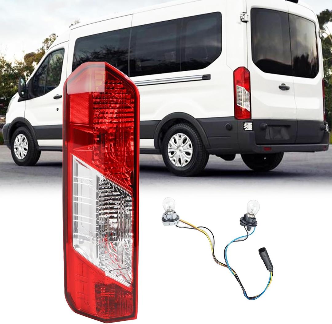 LH Tail light Assembly Fit for 2015-2025 Ford Transit 150 250 350 350HD Rear Lamp Left Driver Side Brake Lamp W/Bulbs and Harness Halogen Type W/Single Rear Wheels CK4Z13405G 166-02779L
