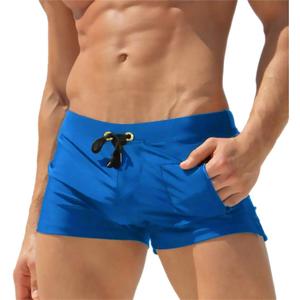 TONLEN Mens Swimwear Short Swim Trunks with Zipper Pocket (Medium, Royal Blue #1)