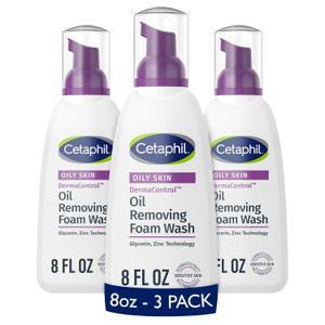 Cetaphil Pro Oil Removing Foam Wash, Foaming Facial Cleanser, Fragrance Free Formula Suitable for Sensitive Skin, 8 Fluid Ounce (Pack of 3)