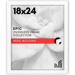 Americanflat 18x24 Poster Frame in White - Composite Wood with Polished Plexiglass - Horizontal and Vertical Formats for Wall with Included Hanging Hardware