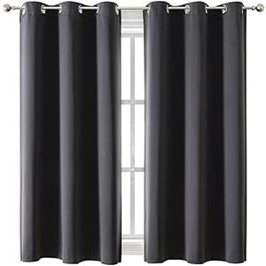 ChrisDowa Grommet Blackout Curtains for Bedroom and Living Room - 1 Panel Set Thermal Insulated Room Darkening Curtains (Dark Grey, 42 x 63 Inch)