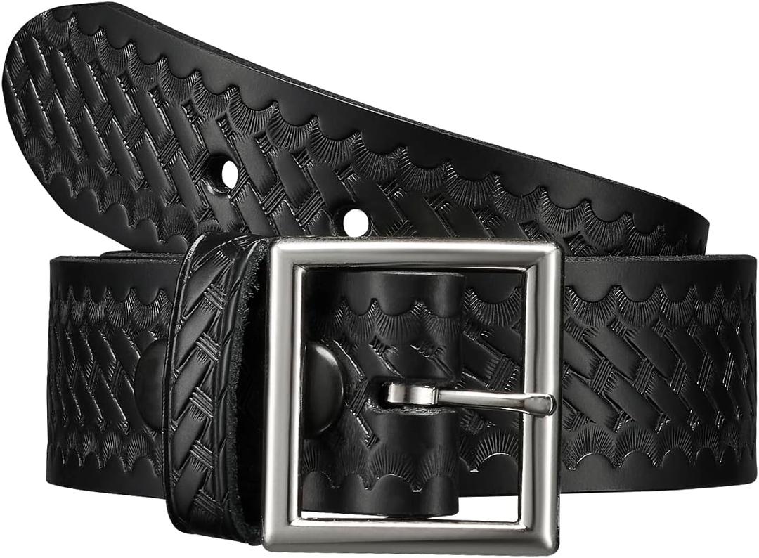 Perfect Fit 1.5 Inch Garrision Genuine Leather Belt American Made Black Leather and Chrome Buckle (42)