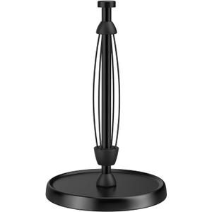 Paper Towel Holder Countertop, One-Handed Tear, Stainless Steel, Weighted Base, Black, Paper Towel Roll Holder Stand with Ratchet Mechanism for Kitchen Bathroom Farmhouse Essentials Decor Accessories