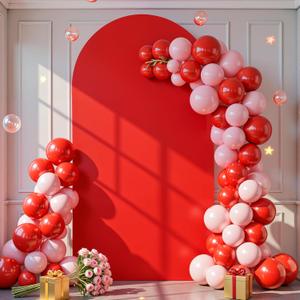 6 ft Arch Backdrop Cover Red - Double-Sided Spandex Arch Covers Stretchy Backdrop for Balloon Arches Birthday Party Baby Shower Banquet Wedding Photo Background