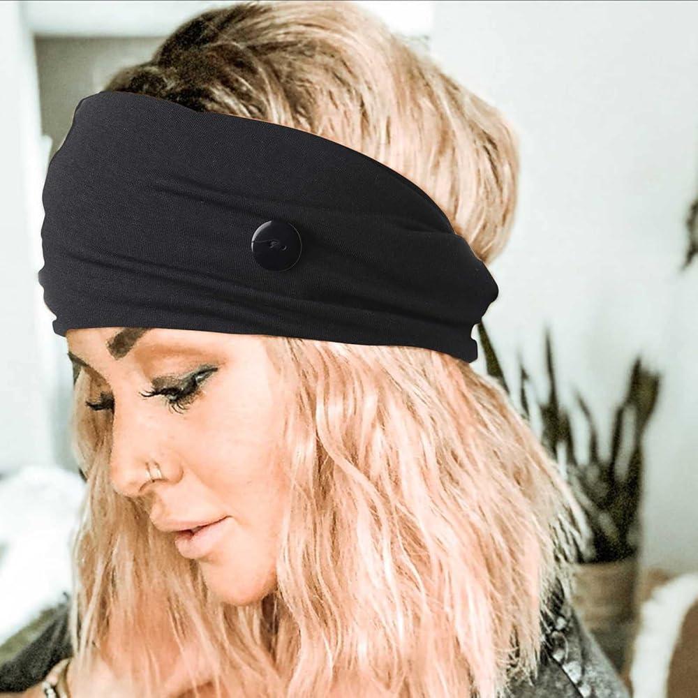 Black Head Band Women With Button Attachment