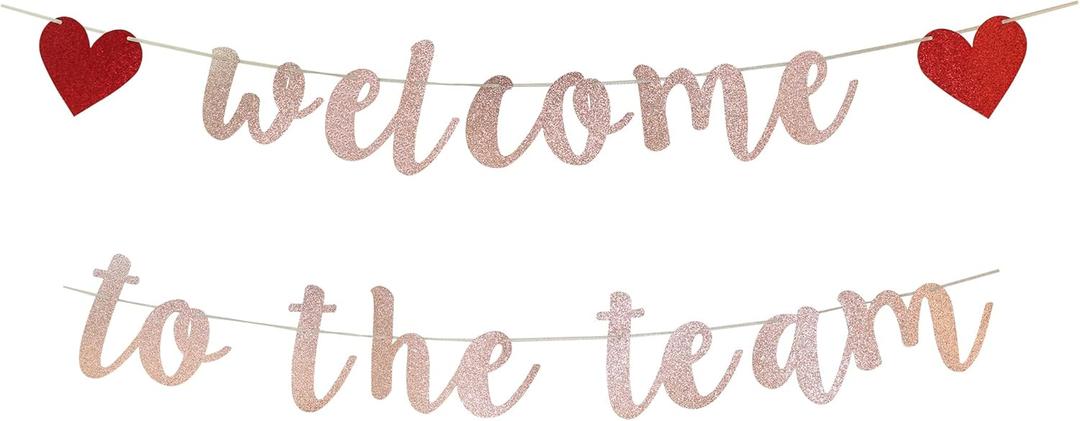 Welcome to The Team Banner Rose Gold Glittery New Employee Member Welcome Banner Decorations for Office Party