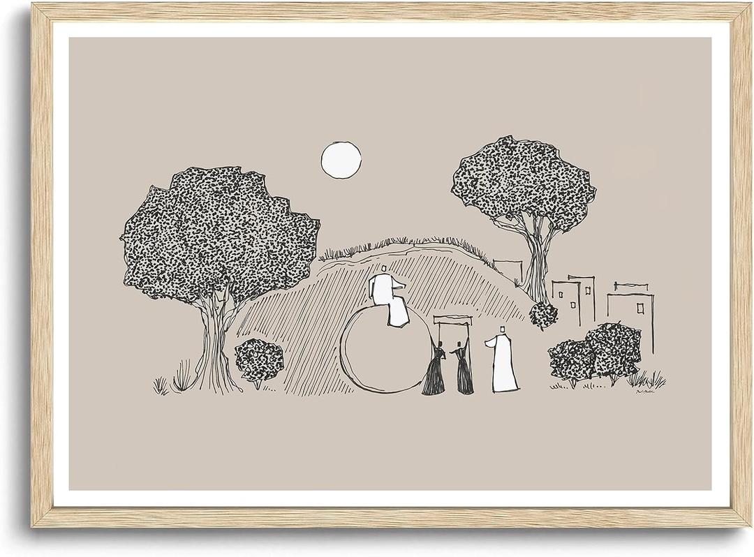 KISSFOX Jesus Christian OAK Wood Framed Wall Art He Is Risen Gospel Canvas Art Prints Easter Inspirational Empty Tomb Pictures Wall Decor Bible Art Paintings Poster For Bedroom Living Room, 16"x20" Wood
