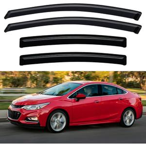 Window Visors Rain Guards for 2016 2017 2018 2019 Chevy Cruze, Out-Channel Window Vent Wind Deflectors Visors Shades for 16 17 18 19 Cruze (Excludes Classic Model)