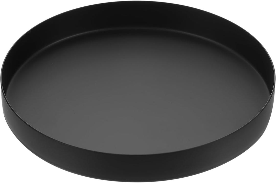 Uxcell Stainless Steel Decorative Tray 7.9" Round Serving Tray Metal Decorative Plate for Jewelry, Makeup, Candle, Kitchen Tableware, Black