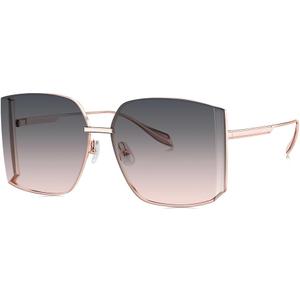 BOLON Women Cool Oversized Wrap-around Trendy Sunglasses, Exclusive Eyewear Brand of EssilorLuxottica (Rose Gold/Transparent Pink Bl7189)