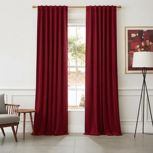 NICETOWN Red Blackout Velvet Curtains 120 inches Long, Super Soft Light & Heat Blocking Extra Long Sliding Glass Door Romantic Drapes for Window/Dance Room (52" Wide), 2 Panels