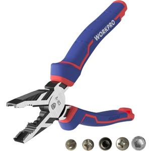WORKPRO 8" Linesman PRO Screw Extractor Pliers(Combination Pliers) with Unique Non-slip Jaws, Stripped Screw Remover Tool, Lineman Plier for Quickly Removal of Damaged or Rusted Fasteners