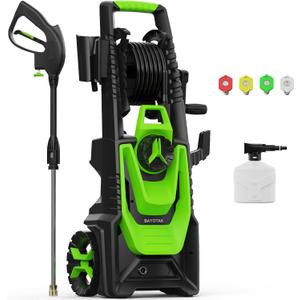 Electric Pressure Washer, 5000 PSI 3.2 GPM Power Washer with Foam Cannon, High Pressure Cleaning Machine with 35 FT Power Cord and 20 FT Hose, Hose Reel, 4 Connect Nozzles for Car/Patio/Fences (Blue)