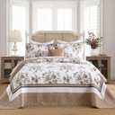 Oversized King Bedspreads 128x120 Extra Wide - Garden Floral Farmhouse Reversible California King Quilt Set Oversized, 3-Piece Lightweight Thin Comforter Coverlet Set, Cal King, Brown/White