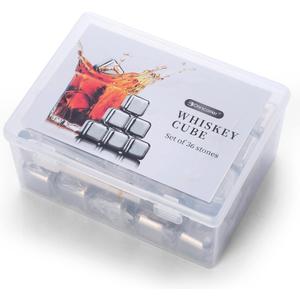 Whiskey Stones 36 Pack,Reusable Ice Cubes, High Cooling Technology，Stainless Steel Ice Cubes, For Whiskey, Vodka, Liqueurs, Wine,Beverage Juice or Soda, Pack of 36