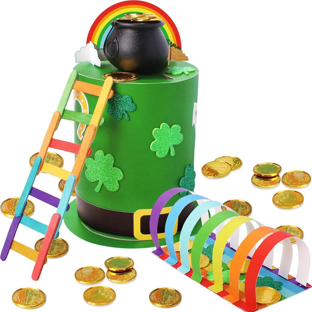 OFIHIDO Leprechaun Trap Kit for Kids,Catch a Leprechaun Trap for Kids,St. Patrick's Day Decorations DIY Craft Classroom Activity Party Supplies