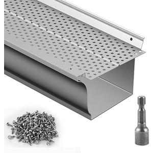 Gutter Guard, 5" Width, Aluminum Leaf Filter DIY Gutter Cover, 3 PCS 11.5ft Total Length, 0.157'' Hole Diameter & 0.02'' Thick Fits Any Roof or Gutter Type