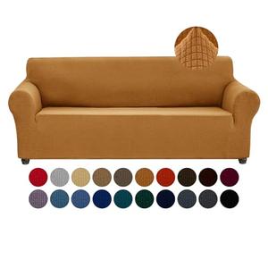 Joccun Stretch Couch Cover Slipcovers, 1-Piece Sofa Covers for 3 Cushion Couch Spandex Jacquard Washable Furniture Protector Cover for Living Room, Kids, Pets(Sofa, Gold)