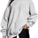 Trendy Queen Sweatshirts for Women Hoodies Oversized Crewneck Tops Sweaters Comfy Fall Winter Outfits Clothes 2025 Fashion (Medium, Grey)
