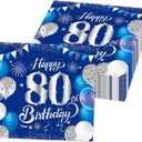 Uojlvlr80th birthday napkins40PCS in blue and silver80th birthday celebration party decoration napkins table decorations party supplies for men and womennavy blue evening
