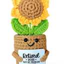 3 x Retirement Gift for Woman  Handmade Mini Sunflower Crochet with Retired 2025 Not My Problem Anymore Card  Cute Funny Retirement Decoration for Women, Teachers, Coworkers, Nurses