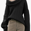 Saodimallsu Womens Off The Shoulder Sweater Top Oversized Fall Batwing Boat Neck Knit Sexy Casual Pullover, Medium