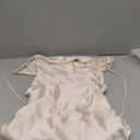 Summer Satin Spaghetti Strap Cowl Neck Backless Midi Dresses for Women Elegant Tie Low Back Ruched Cocktail Dress (Small, Champagne)