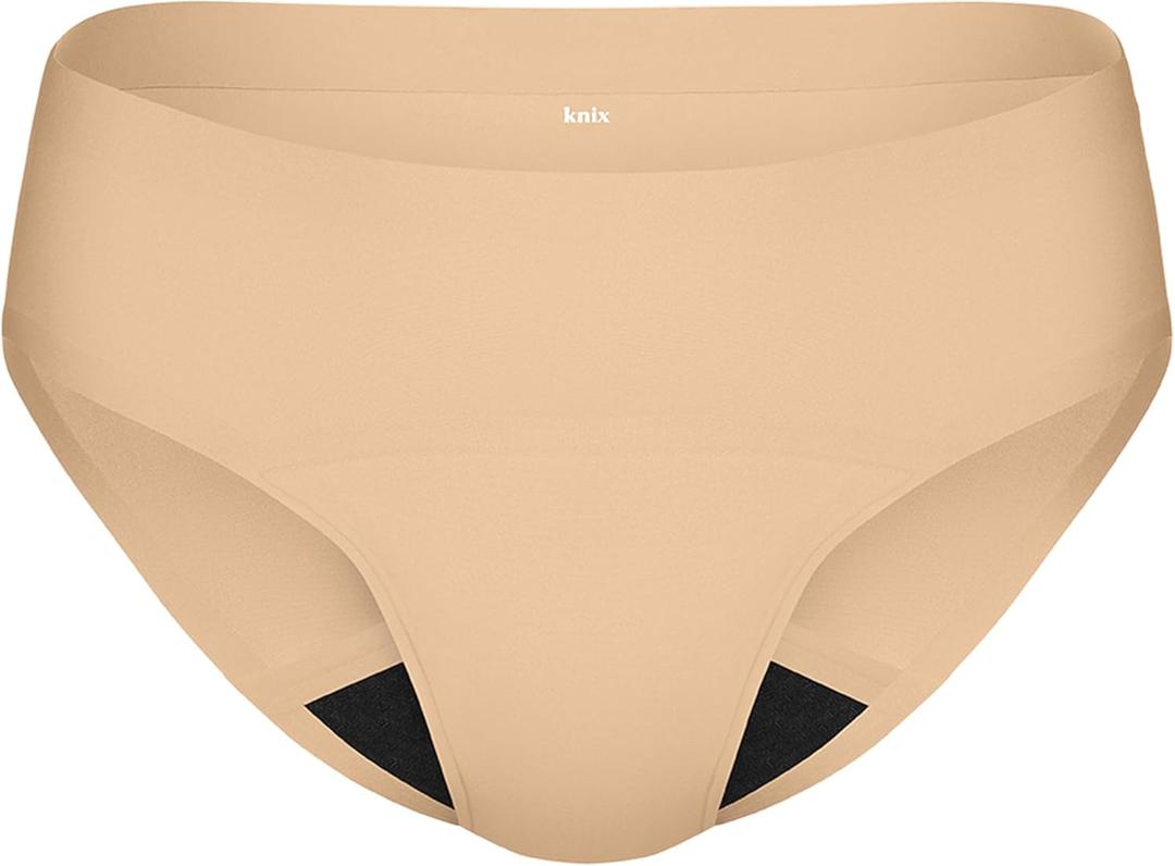 KNIX Super Leakproof No-Show Bikini Period Underwear  Heavy Flow, Reusable Absorbent Menstrual & Incontinence Panties (Large, Warm Sand)