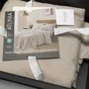 ATLINIA 100% Pure Flax Linen Bedding Set - Stone Washed French Linen Fabric Deep Pocket Fitted Sheet Farmhouse Flat Sheet 2 Pillowcases (Natural, King)